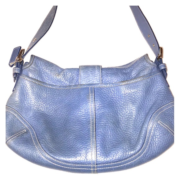 COACH dusty blue distressed hobo w/mono lining - Picture 2 of 8